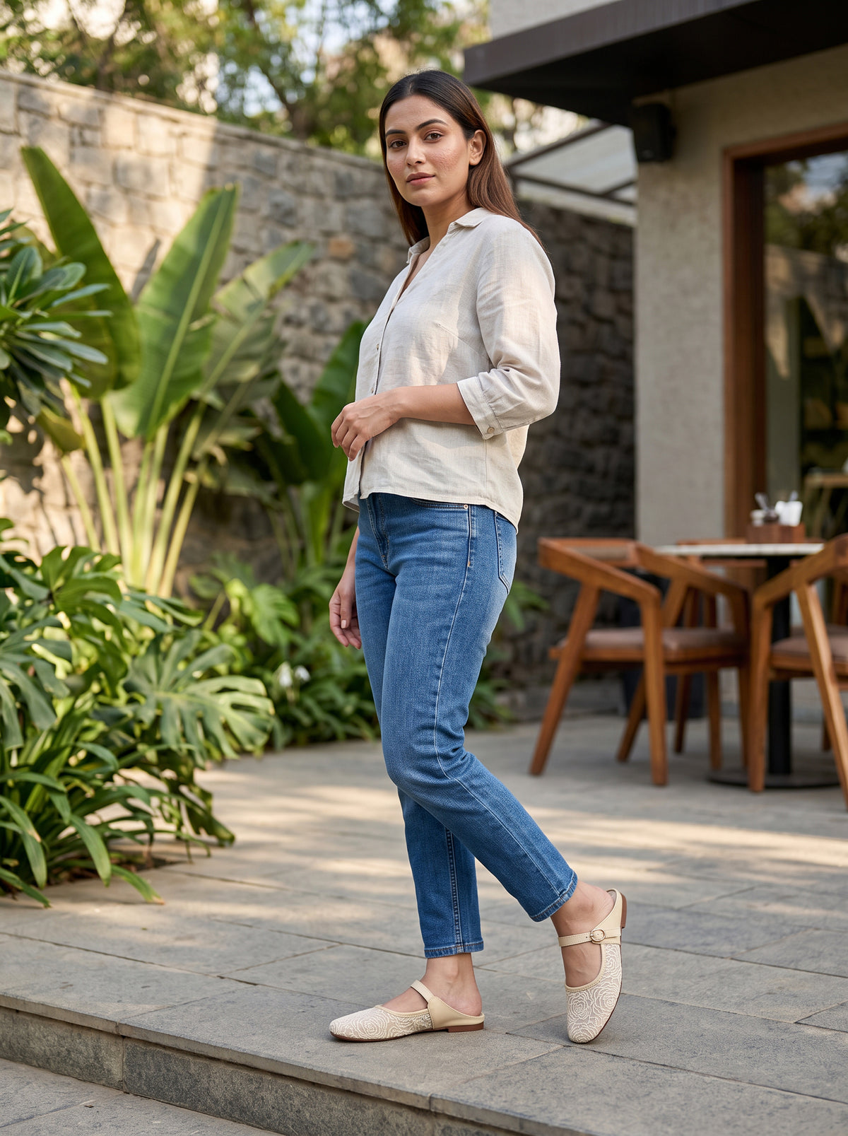 Patterned Slip on Mules