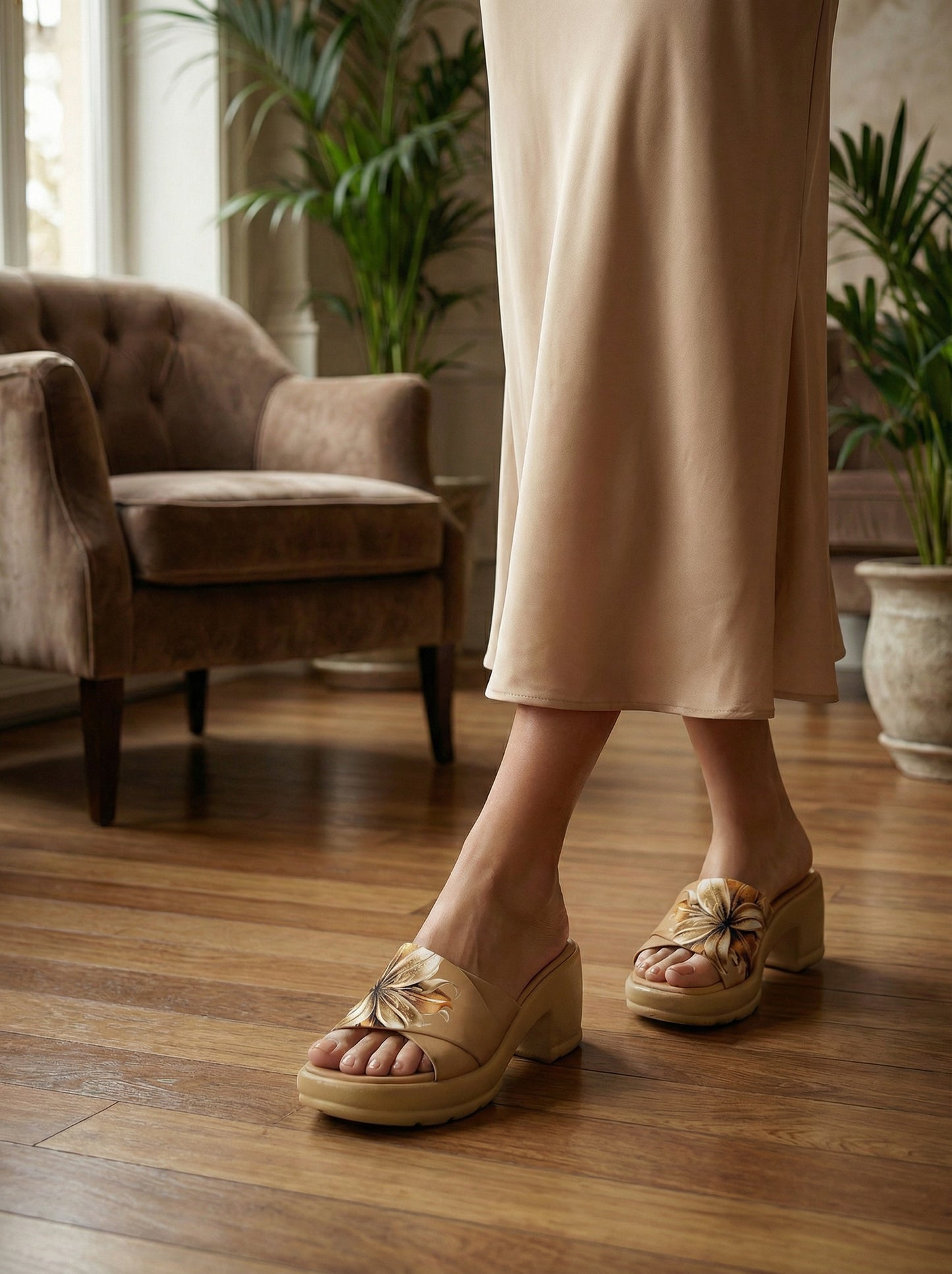 Block Heel Slip Ons
