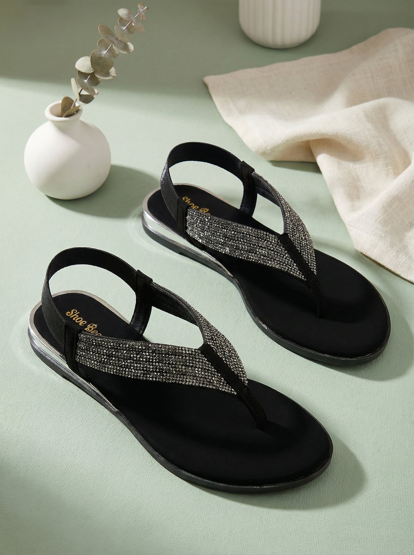 Sleek Elasticated Flat Sandals