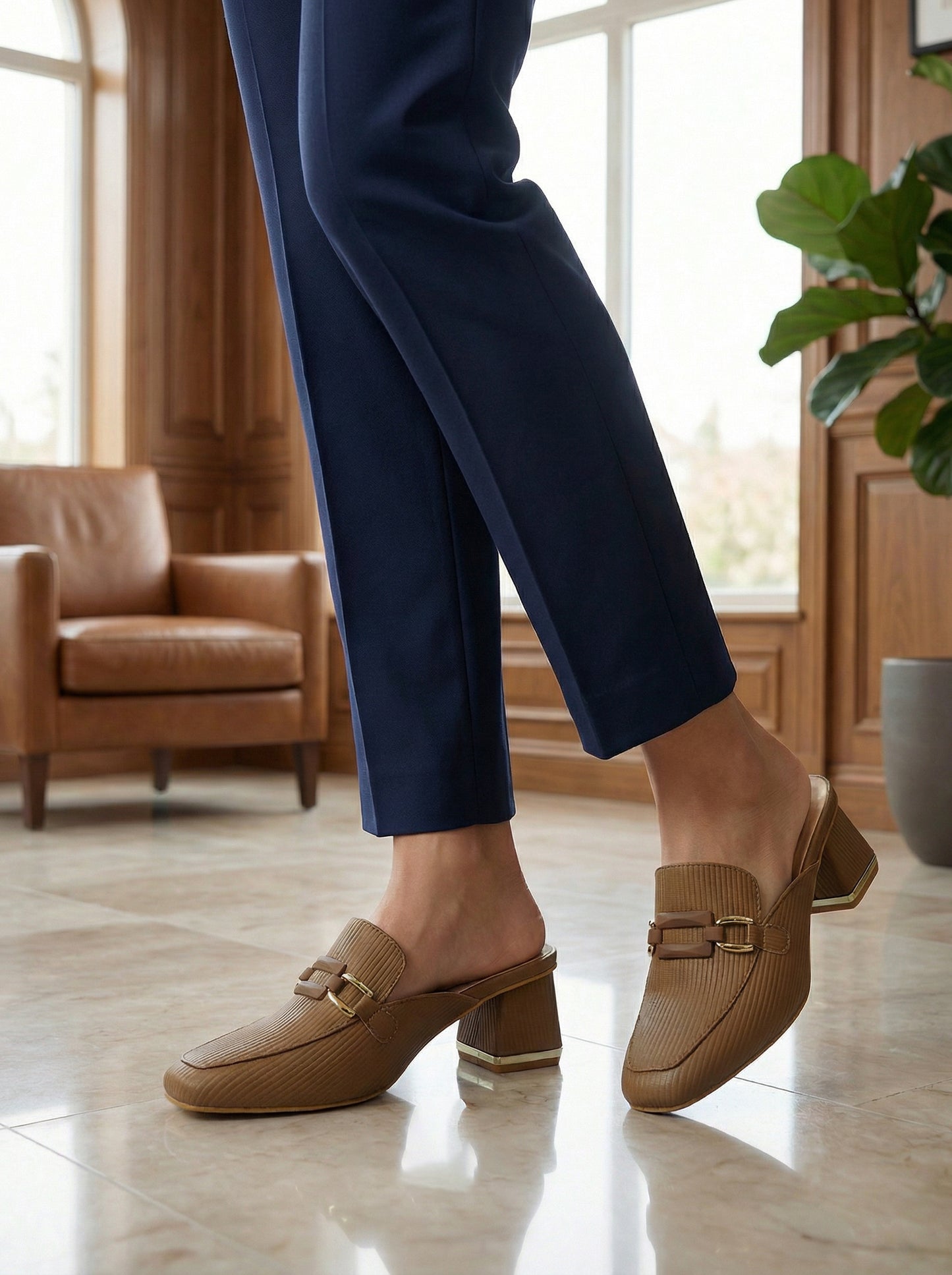 Box Heel Mules