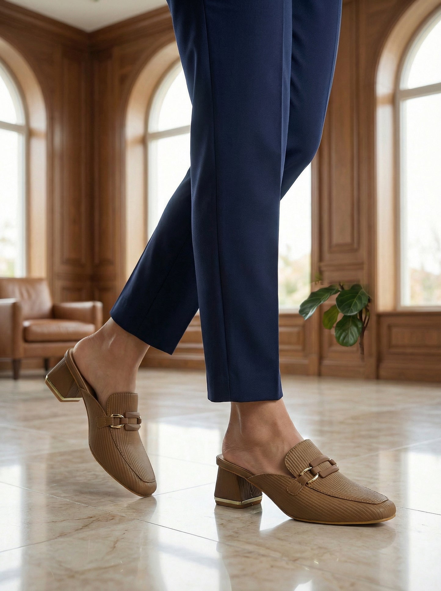 Box Heel Mules