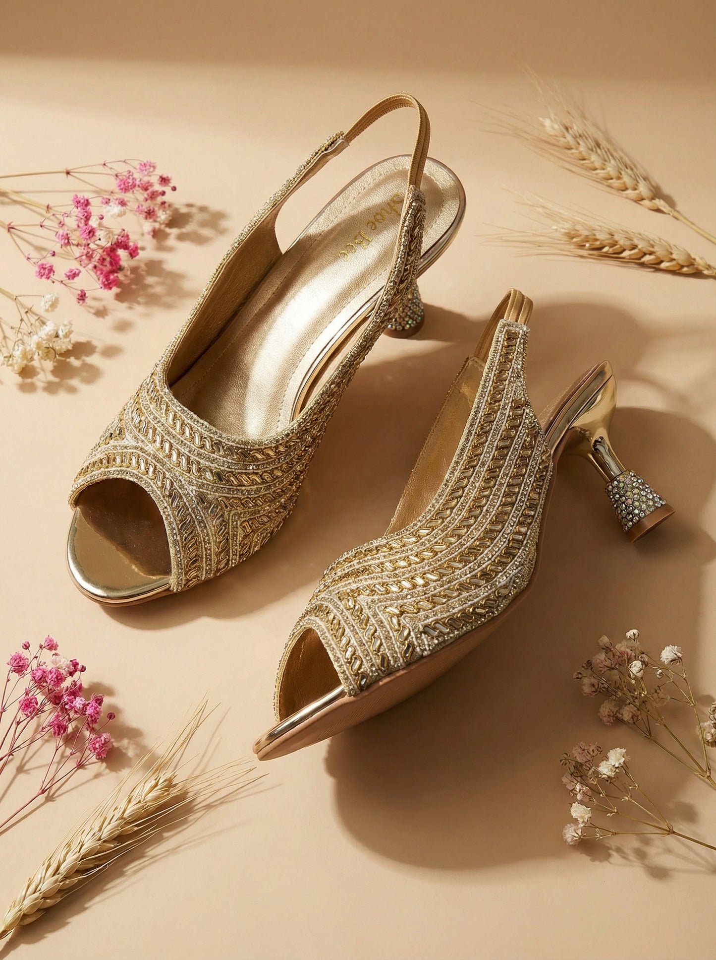 Ethnic Peep Toe Heels