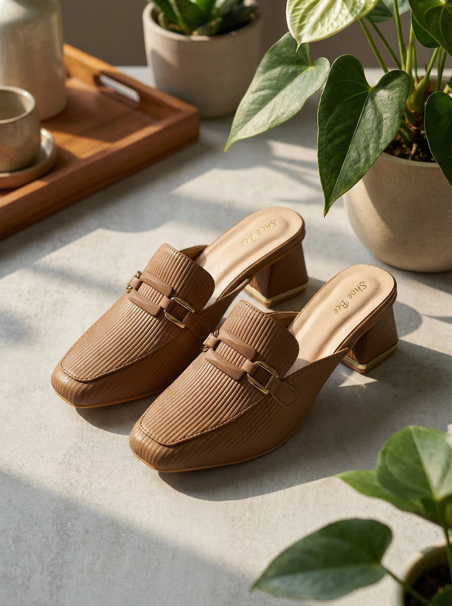 Box Heel Mules
