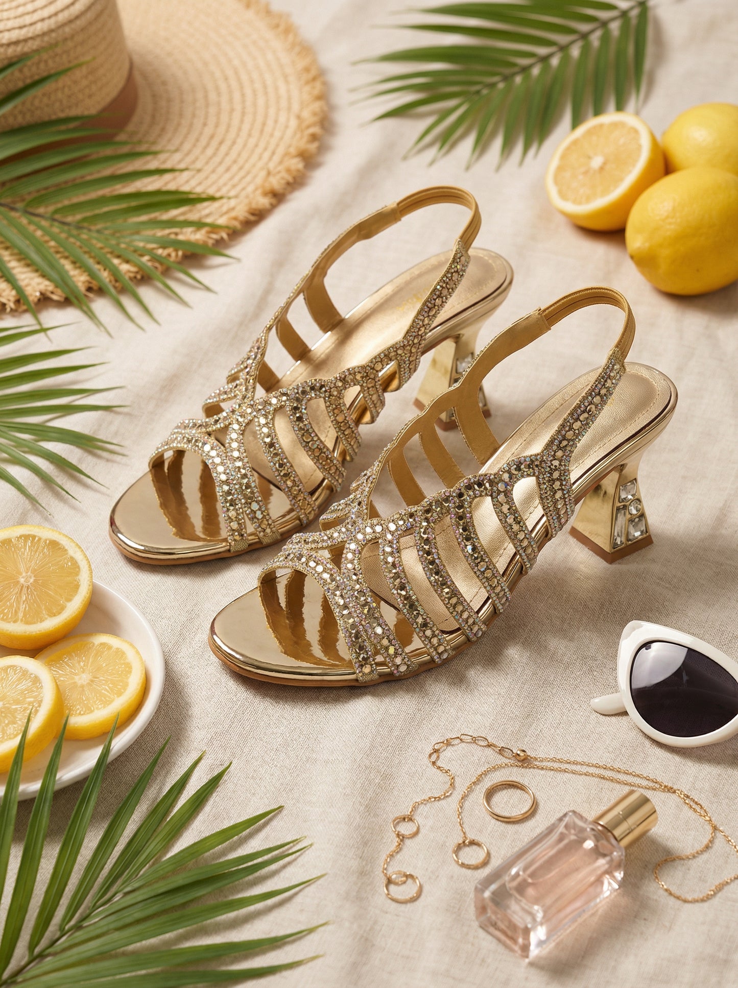 Crystal Strap Heels