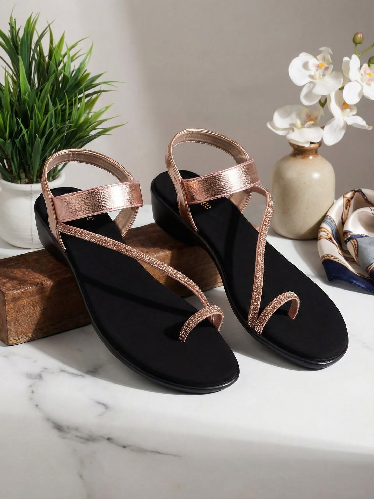 Toe Ring Mule - Shimmering Straps