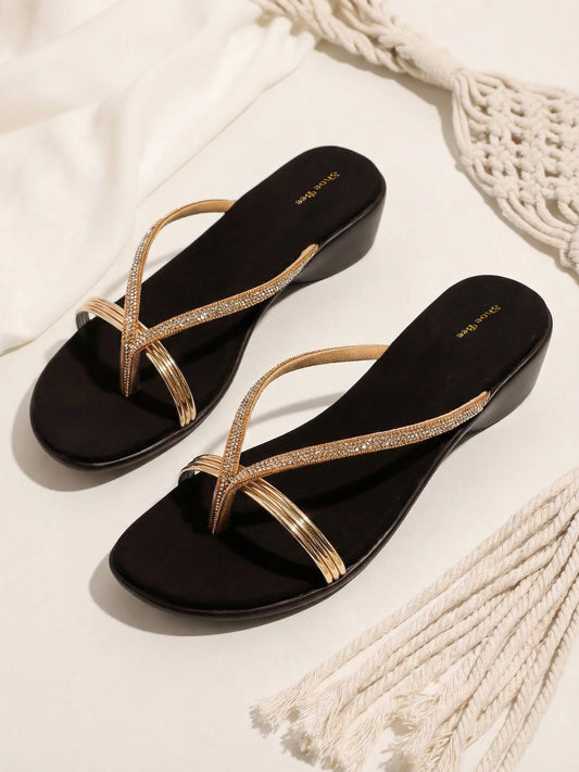 Toe Ring Mules- Metallic Strap