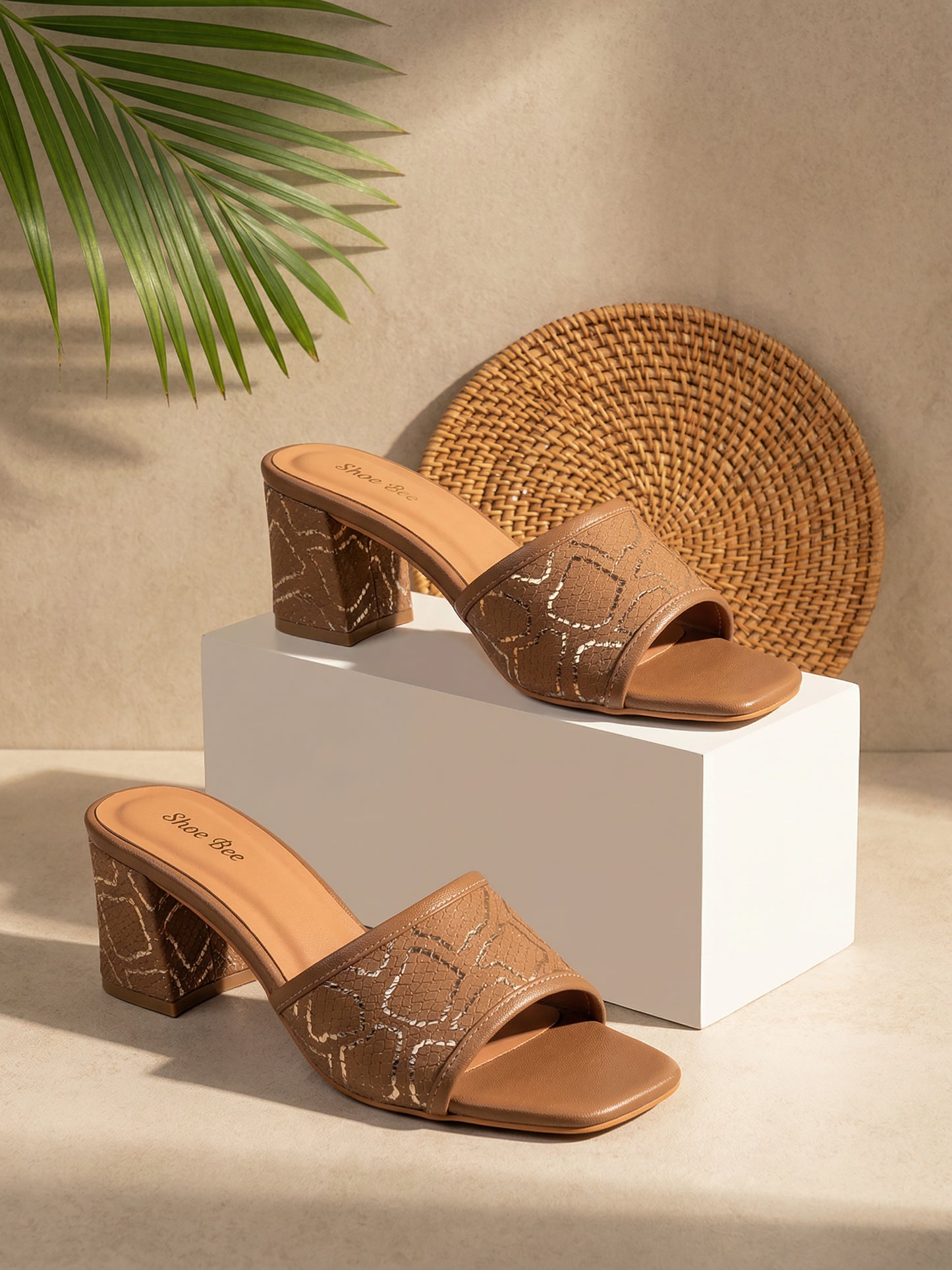 Square Toe Textured Slip-Ons