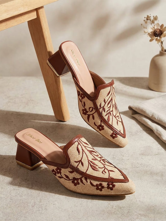 Embroidered Mule Heel