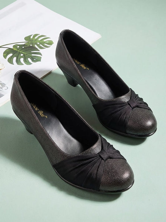 Black Bow Block Heel