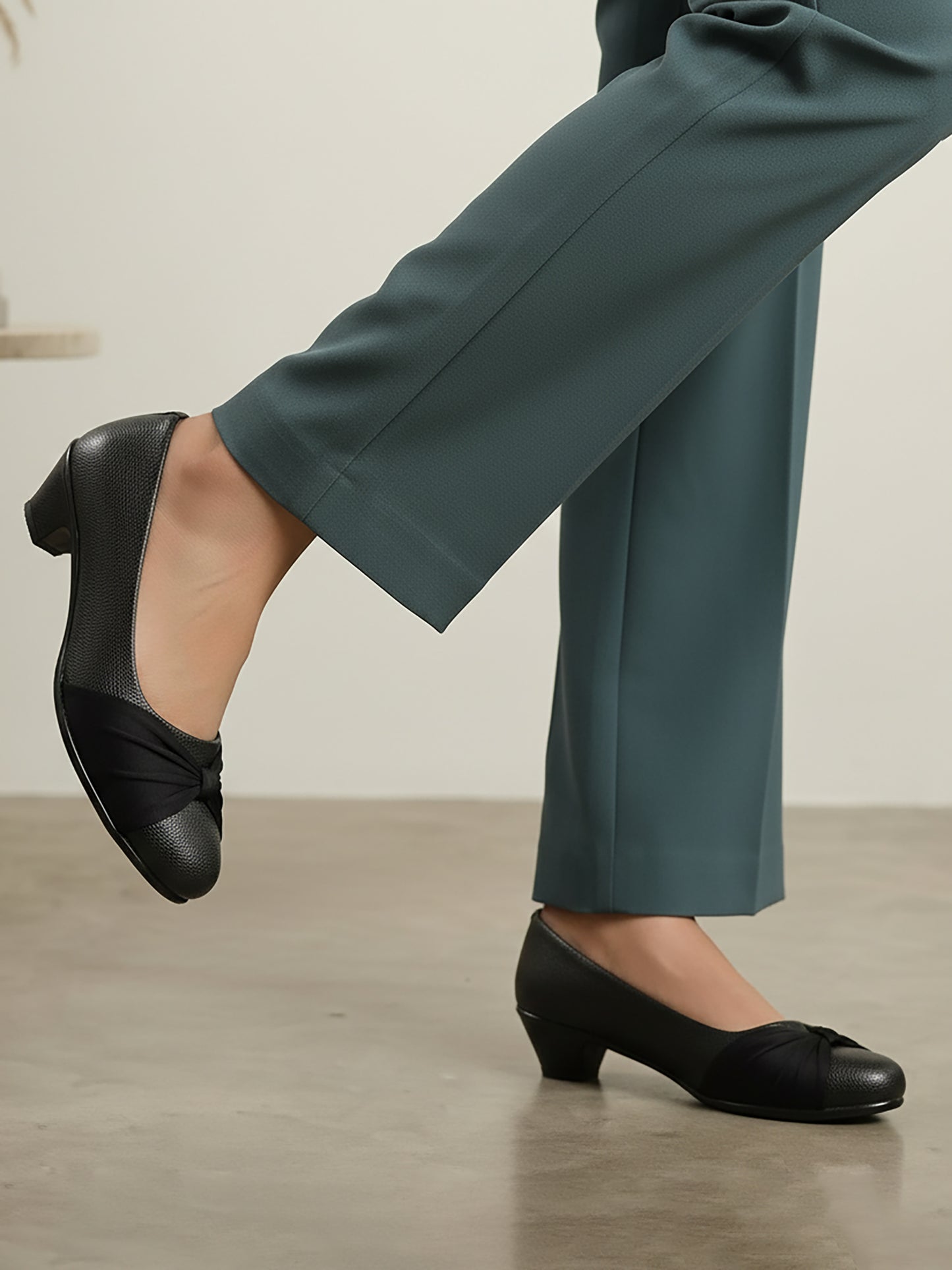 Black Bow Block Heel