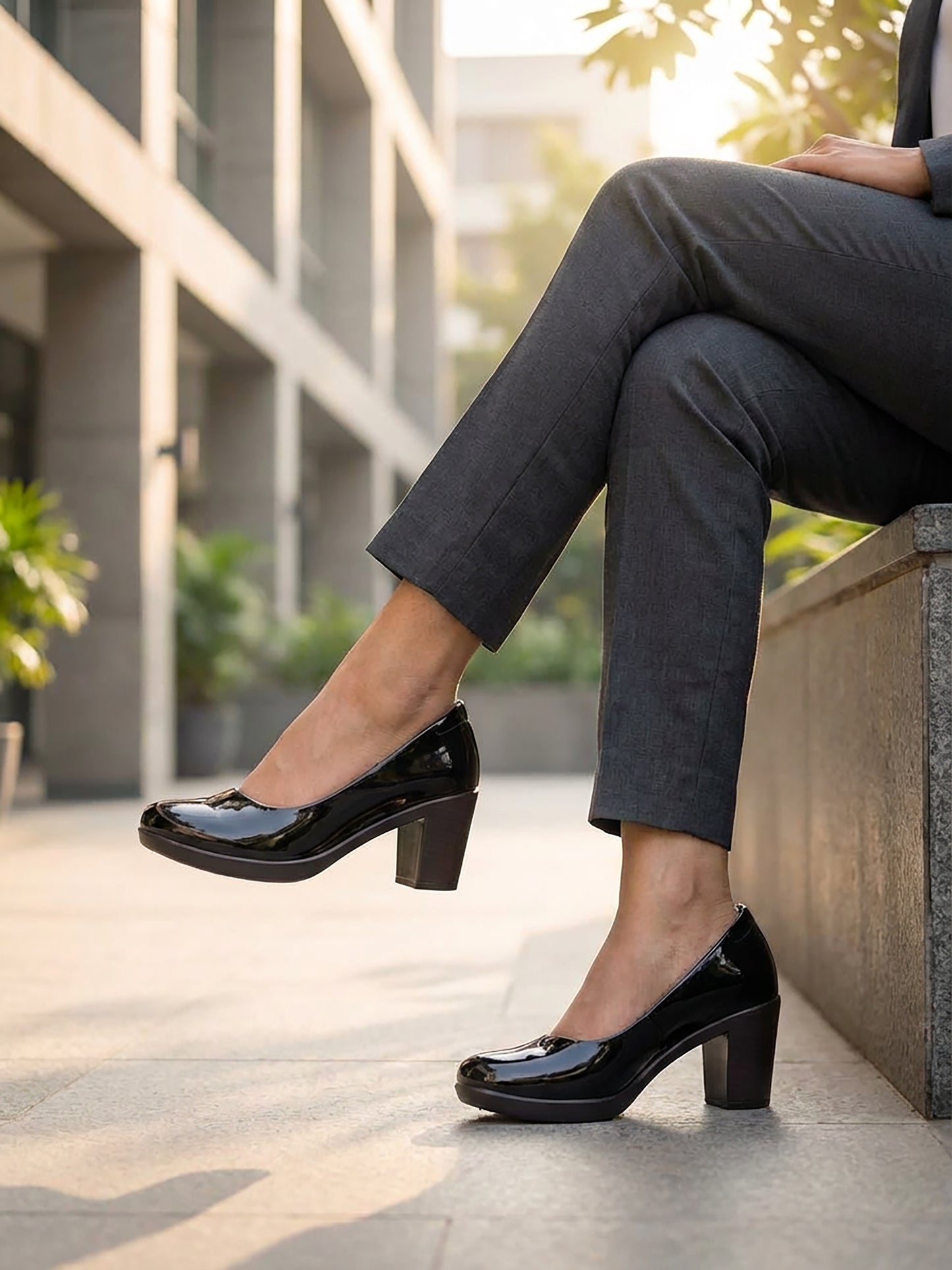 Black Glossy Block Heel