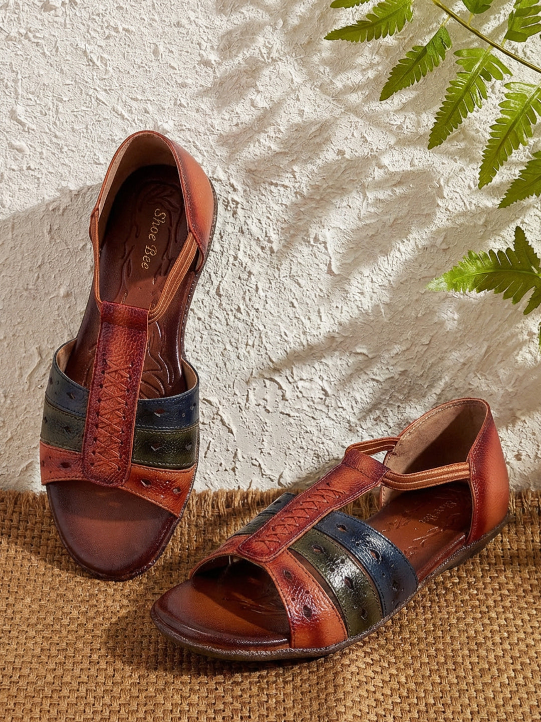 Tan Leather Flat Heel